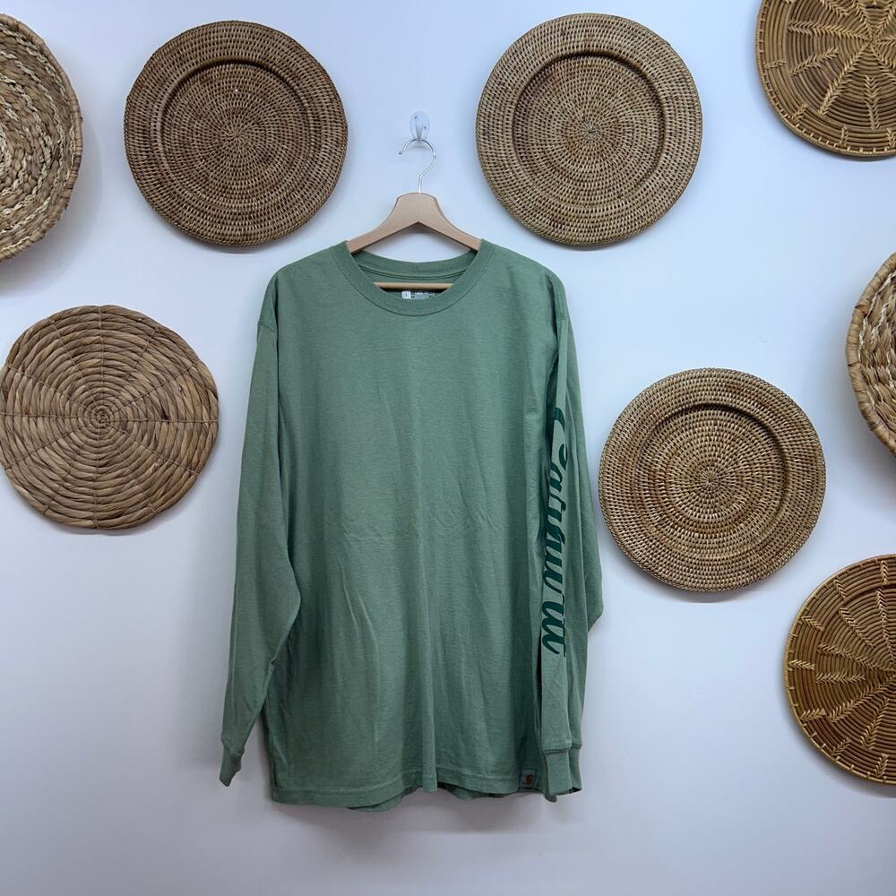 Carhartt Green Loose Fit Long Sleeve T-Shirt Mens Large Clover